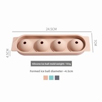 Moule à glaçons en silicone de qualité alimentaire, 4 cavités, capacité de 120 ml, réutilisable, congélation rapide pour whisky, cocktails, outils de bar