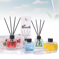 Diffuseur de parfum d'ambiance sans flamme en verre écologique sans plomb 120 ml, huile aromatique Freesia Lavande, bâtonnets diffuseurs, liquide d'ambiance