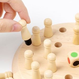 Jeu de mémoire éducatif intelligent en bois pour enfants : blocs de couleurs et jeu d'échecs - Product Image 4