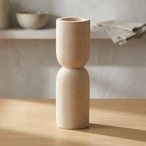 Natural Travertine Handmade Modern Polished Stone Candlestick Holder Irregular Decorative Vessel for Christmas Wedding Home - Product Image 3