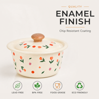 Conteneur personnalisé en émail pour graisse de bacon avec couvercle, pot de stockage alimentaire en gros, bol de conservation d'huile de cuisine 14-26cm