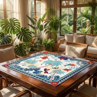 Tapis de jeu de mahjong en microfibre de luxe, pliable, portable, antidérapant, imperméable, épaissi, insonorisant, motif palmier
