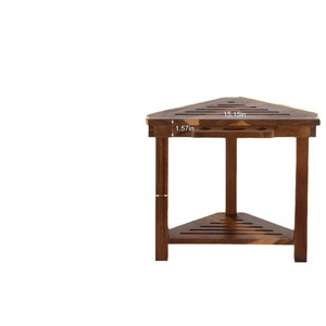 Wooden <b>Corner</b> <b>Shower</b> Stool With Storage <b>Rack</b> 15.15in Size For Bathroom Use - Product Image 1