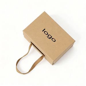 Wholesale Custom Corrugated Cardboard Handbag Packaging Clothing <b>Underwear</b> Shoe Box With Ribbon Handle - Product Image 2