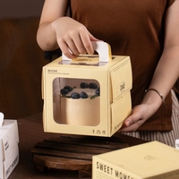 Caja de Embalaje para Pasteles con Logotipo Personalizado, Cajas para Pasteles con Ventana y Asa para Panadería, Postres y Comida para Llevar