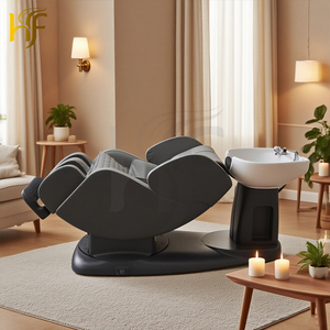 Chaise de lavage inclinable de salon de coiffure de lit de shampooing de massage de rotation de 360 ° avec la fonction complète de massage de corps - Product Image 4