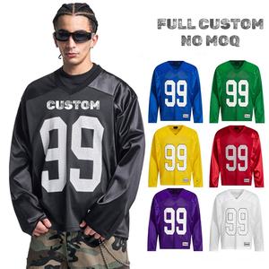 Personalizado Manga Longa Retro Mesh Streetwear Camisa De Futebol V-neck Em Branco Personalizado Plain Sublimated Rugby Hockey Jersey - Product Image 1