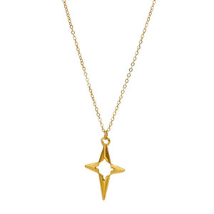 Collar de Joyería con Colgante de Estrella de Cuatro Puntas en Acero Inoxidable 316L, Chapado en Oro de 18k, Resistente al Agua y al Deslustre, para Mujer - Product Image 5