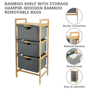 <span class=keywords><strong>Commode</strong></span> compacte en bambou à 3 tiroirs <span class=keywords><strong>commode</strong></span> de salle de bain autoportante tour paniers en tissu coulissants coton Design <span class=keywords><strong>panier</strong></span> à <span class=keywords><strong>linge</strong></span> organisateur - Product Image 6