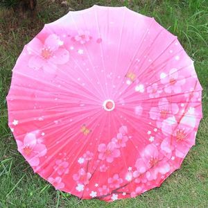 Parapluie décoratif DIY 1 pièce en tissu de soie pour femmes, motif fleurs de cerisier japonaises, danse ancienne, parapluie chinois en papier huilé - Product Image 6