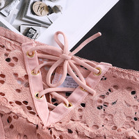 Tanga Low Waist G String Panties Lingerie Sexy Cross Bandage Women's Panties Hollow Lace See-through Underwear Seductive Thong