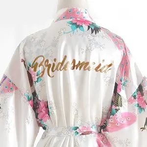 Designer customizable sleepwear silk robe demoiselle d'honneur bridesmaid robes bridal pajamas