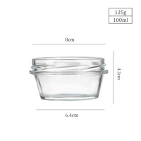 Vente en gros de petits bocaux à caviar en verre recyclé écologique à large ouverture 100ml Mini emballage alimentaire congelé avec couvercle