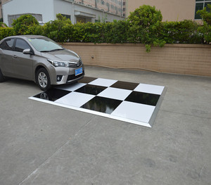 Panneau de scène pour piste de danse moderne, décoration d'événements, noir et blanc brillant à carreaux avec bord en aluminium - Product Image 3