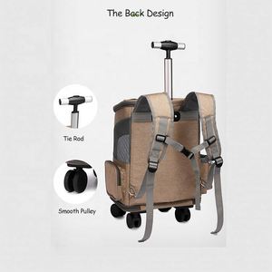 Outdoor Comfort Luxury <b>Soft</b> Breathable Mesh Ventilated Rolling Wheels Pet Travel <b>Carrier</b> Trolley Bag For Dog <b>Cat</b> - Product Image 4