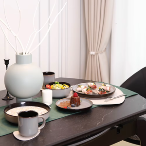 En septiembre, un juego de 20 piezas de <span class=keywords><strong>vajilla</strong></span> de herramientas de piedra redonda de estilo nórdico con esmalte reactivo está a la venta - Product Image 6