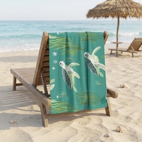 Serviette de plage en microfibre écologique toutes saisons, imprimé tortue marine et algues, séchage rapide, résistante au sable, grande capacité d'absorption, pour la baignade