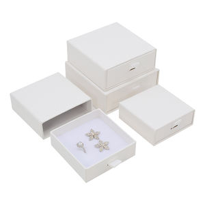 Изготовленный на заказ логотип бумажный выдвижной ящик коробка ювелирные изделия Упаковочные кольца подарок белый картон ювелирные изделия упаковочные коробки с ручкой - Product Image 5