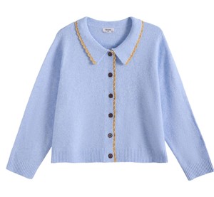Cárdigan <span class=keywords><strong>de</strong></span> punto para mujer <span class=keywords><strong>de</strong></span> talla grande con cuello Peter Pan, ribete <span class=keywords><strong>de</strong></span> encaje ondulado en contraste, <span class=keywords><strong>botones</strong></span> <span class=keywords><strong>de</strong></span> <span class=keywords><strong>madera</strong></span>, suéter <span class=keywords><strong>de</strong></span> punto corto <span class=keywords><strong>de</strong></span> manga larga - Product Image 6