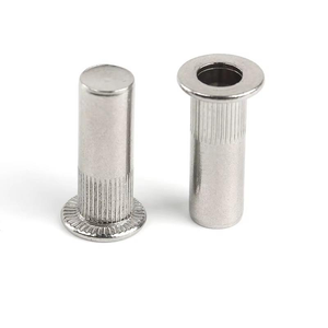 Écrou à sertir moleté à tête plate en acier inoxydable 304, à extrémité fermée, avec insert fileté - Product Image 1