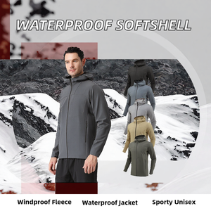 Custom Men's Hooded Softshell Jacket Waterproof Windproof Breathable Quick <b>Dry</b> Outdoor Hiking Sports <b>Coat</b> Fleece Lined Front - Product Image 2