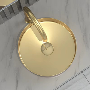 <span class=keywords><strong>Lavabo</strong></span> in oro spazzolato per bagno Hotel <span class=keywords><strong>lavabo</strong></span> 304 in acciaio inox <span class=keywords><strong>lavabo</strong></span> a mano moderno lusso <span class=keywords><strong>rotondo</strong></span> lavandini - Product Image 3