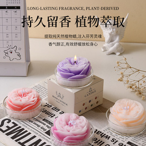 Vela Aromática con Forma de Rosa, Regalo Decorativo para el Día de la Madre, Recuerdos con Fragancia Elegante - Product Image 1