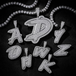 Colgante <span class=keywords><strong>de</strong></span> Moissanita con Letra A-Z, 26 Letras, Certificado GRA, Joyería Hip Hop para Hombre, Plata 925, Color D, VVS - Product Image 1