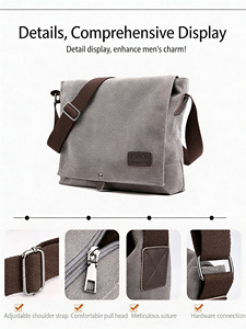 Sac bandoulière messager rétro vintage en toile légère de luxe pour homme, grand format, décontracté, durable, avec motif lettres, idéal pour l'été - Product Image 4