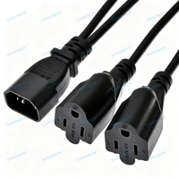 Cordon d'alimentation C14 vers 2* 5-15R, câble adaptateur répartiteur en Y C14 vers double 5-15R, 0,32 m/1 pi