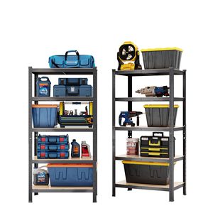 Étagères de rangement métalliques robustes pour garage, style industriel, type autoportant, cadre rectangulaire en acier au carbone, solution d'organisation - Product Image 3
