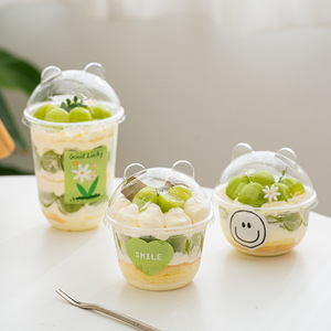 Tasses à dessert 250ml/360ml/500ml avec couvercles <span class=keywords><strong>Panda</strong></span>, pour mousse, gelée, crème glacée, collation à emporter, mini récipients à pouding en plastique - Product Image 2