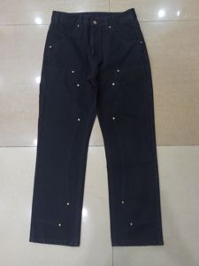 Pantalones de carpintero DE TRABAJO DE DOBLE rodilla negros para hombre, pantalones vaqueros de <span class=keywords><strong>pintor</strong></span> de doble capa, pantalones cargo regulares personalizados para hombre - Product Image 3