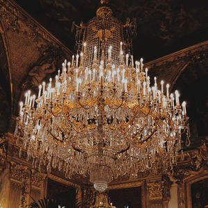 Tùy chỉnh nghệ thuật Deco Mặt dây chuyền đèn vàng thủy tinh pha lê Đèn chùm cho khách sạn tiệc hội trường có thể điều chỉnh chiều cao Trần treo giữa - Product Image 1