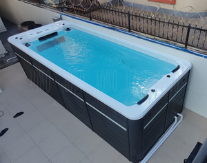 สระว่ายน้ําไม่มีที่สิ้นสุด 5.5 ม. Jacuzzis เจ็ทอ่างน้ําวนอ่างหิน <span class=keywords><strong>Balboa</strong></span> หลอดร้อนระบบการฝึกอบรมกลางแจ้งอ่างสปาสระว่ายน้ําในพื้นดิน - Product Image 3