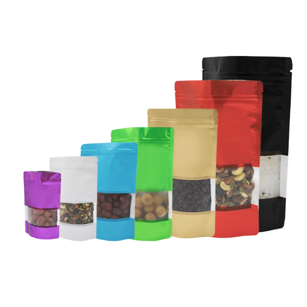Bolsas kraft coffee bags ziplock bag paper food packaging stand up pouch kraft paper bag with window