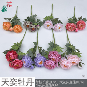 Flores Artificiales de Peonía Tianzi, Decoración Realista de Seda para Bodas - Product Image 3