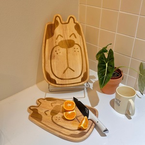 Cartoon Pug Rubberwood Cutting Board Anti Slip For Fruits Vegetables Home Use Irregular Shape - Product Image 1