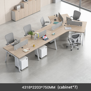 Bàn làm việc văn phòng hiện đại <span class=keywords><strong>7</strong></span> người có thể chuyển đổi với tủ mô-đun và nội thất văn phòng cao cấp - Product Image 3