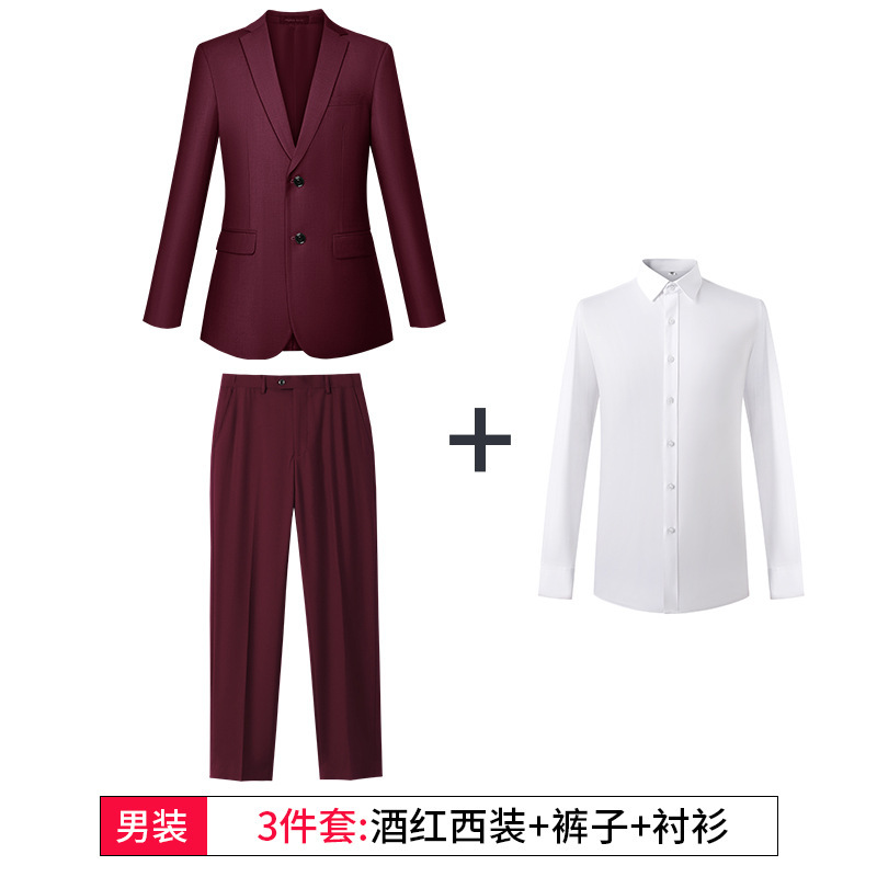Traje burdeos para hombre (saco + camisa + pantalón)