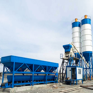 HZS 50 M3/h tanaman Batching beton tetap dengan mengangkat Hopper beton paksa Mixer tanaman beton - Product Image 1
