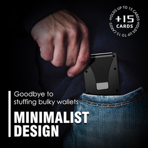 Custom Logo <b>Slim</b> Metal <b>Card</b> <b>Holder</b> with Money Clip RFID Blocking Wallet - Product Image 6