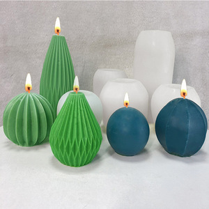 Molde de Cera Geométrico DIY con Forma de Línea Simple, Moldes de Silicona con Forma de Pera + Botella de Agua para Resina y Velas - Product Image 2