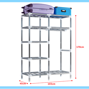 Moderner Metall-Kleiderschrank aus Edelstahl, Faltbarer Tragbarer Stoff-Kleiderschrank, Designer-Garderobe - Product Image 2