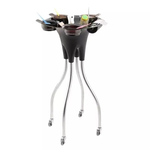 Carrito de Peluquería Inteligente con Bandeja Organizadora, Plegable y Móvil, de Plástico Negro, para Salón de Belleza, con 4 Ruedas - Product Image 4