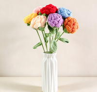 Bouquet de fleurs artificielles en crochet fait main, roses en gros, bouquet de fleurs au crochet fait main