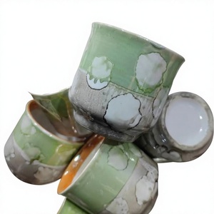 Vintage Japanese Porcelain Tea <b>Cup</b> <b>Set</b> Custom Coarse Pottery Shot Coffee Milk Frosted Leak Proof Dishwasher Safe with Tray - Product Image 1
