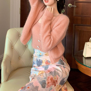 2025 Spring Women Long Sleeve Sweater <strong>Cardigan</strong> and Soft Sexy Short Singlet Sweater Top <strong>Twin</strong> <strong>Set</strong> - Product Image 3