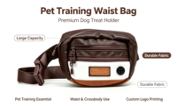 Sac de promenade pour chien en cuir PU personnalisé avec ceinture de taille et bandoulière, pochette d'entraînement pour friandises