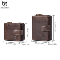 Sac pour homme BULLCAPTAIN en cuir véritable, porte-cartes de visite, porte-permis de conduire, porte-monnaie, porte-cartes, portefeuille en cuir de vachette pleine fleur